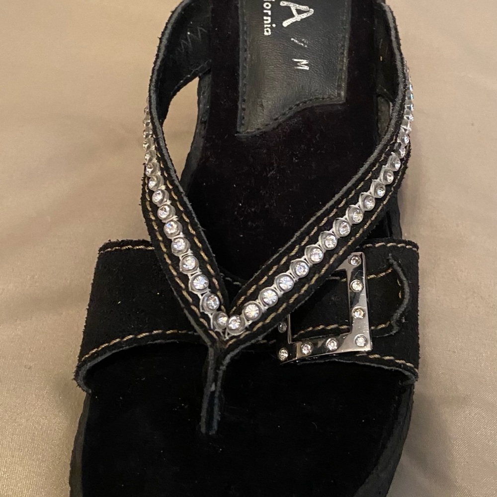 Sbicca  Wedge sandal with rhinestones size 7 Black